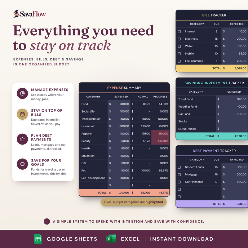Bills, debt & savings