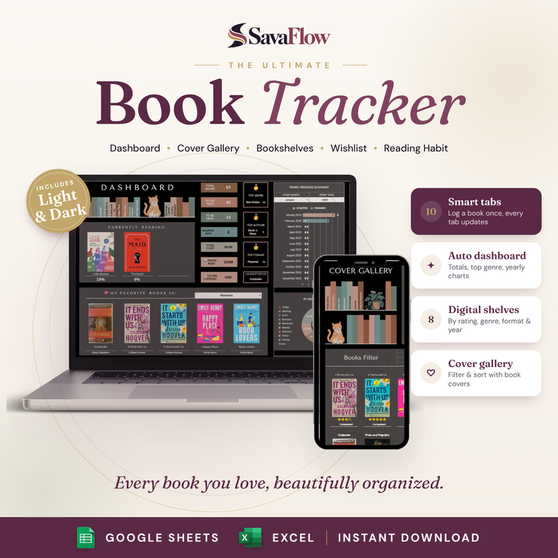 Book Tracker Spreadsheet – Reading Tracker for Google Sheets & Excel