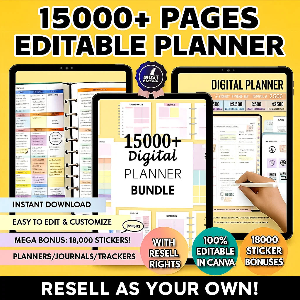 5,000+ PLR Printable Bundle – Planners, Journals, Trackers + Resell Rights