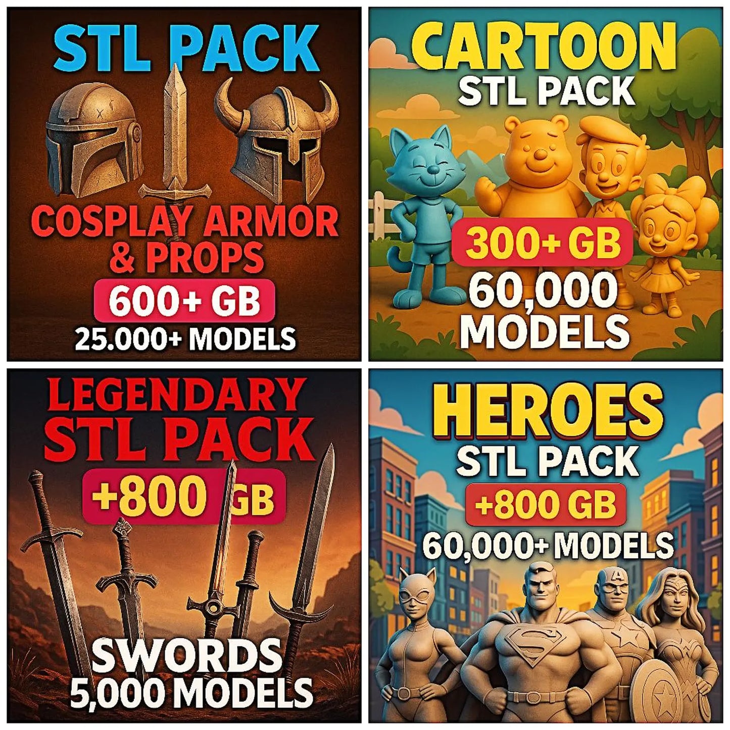 Ultimate 3D Print STL Mega Bundle (90 TB / 100,000+ Models) | Instant Digital Download | Lifetime Access