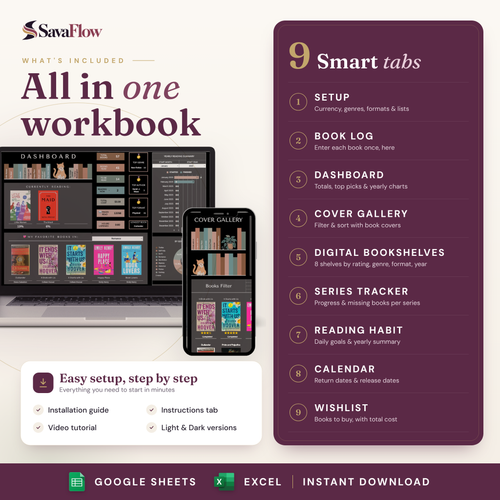 Book Tracker Spreadsheet – Reading Tracker for Google Sheets & Excel