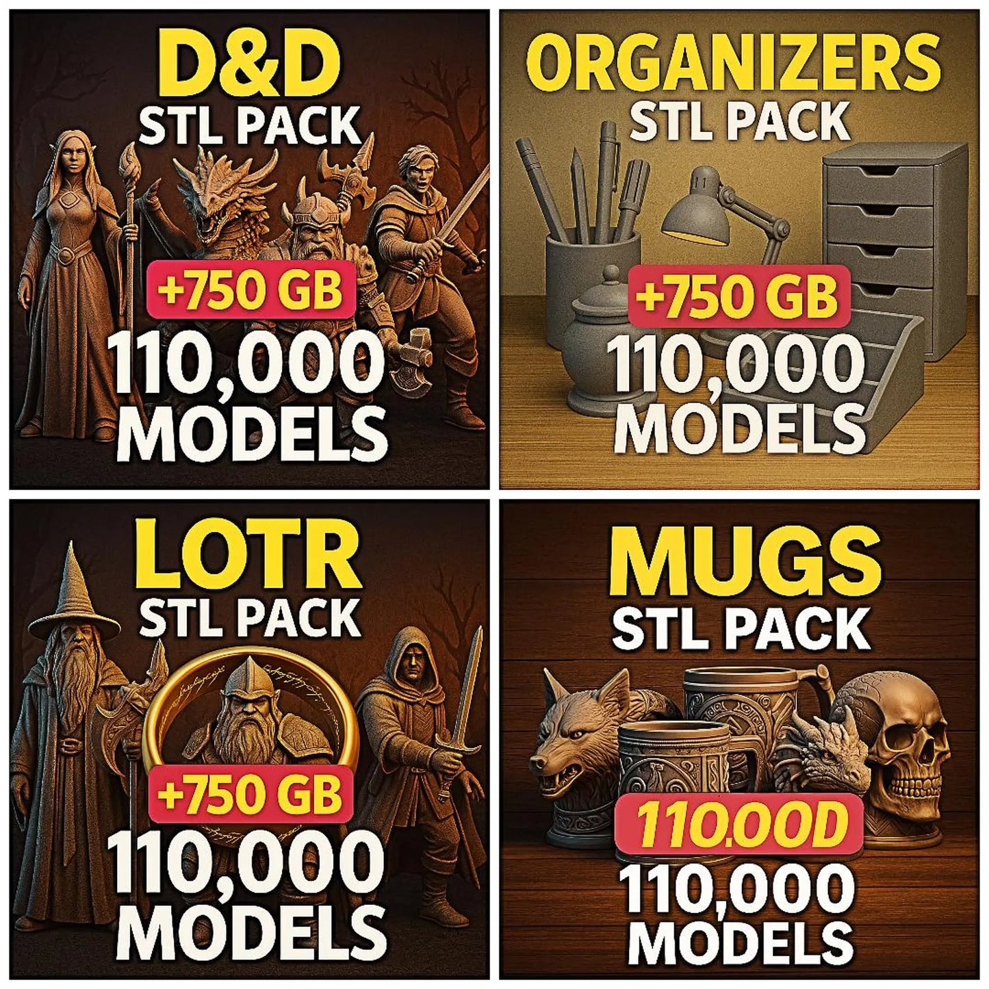 Ultimate 3D Print STL Mega Bundle (90 TB / 100,000+ Models) | Instant Digital Download | Lifetime Access