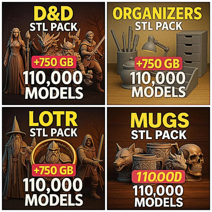 Ultimate 3D Print STL Mega Bundle (90 TB / 100,000+ Models) | Instant Digital Download | Lifetime Access