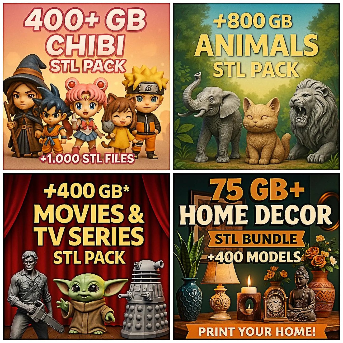 Ultimate 3D Print STL Mega Bundle (90 TB / 100,000+ Models) | Instant Digital Download | Lifetime Access
