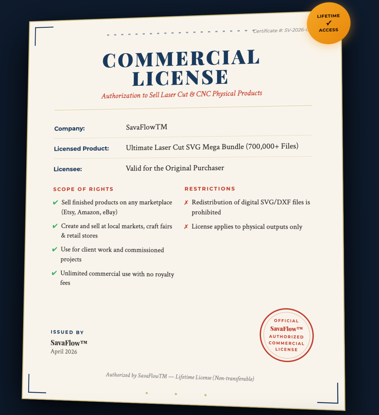 Commercial License - SavaFlow™ | Sell Your Laser Cut SVG Legally