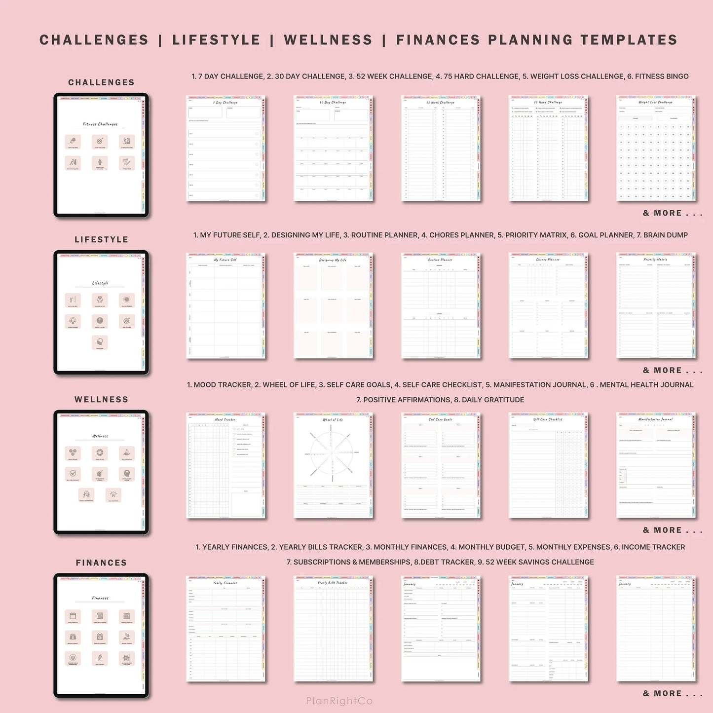 Digital Workout Planner & Glow-Up Fitness Journal (Undated) – Meal, Wellness & Self-Care Tracker for iPad & Android