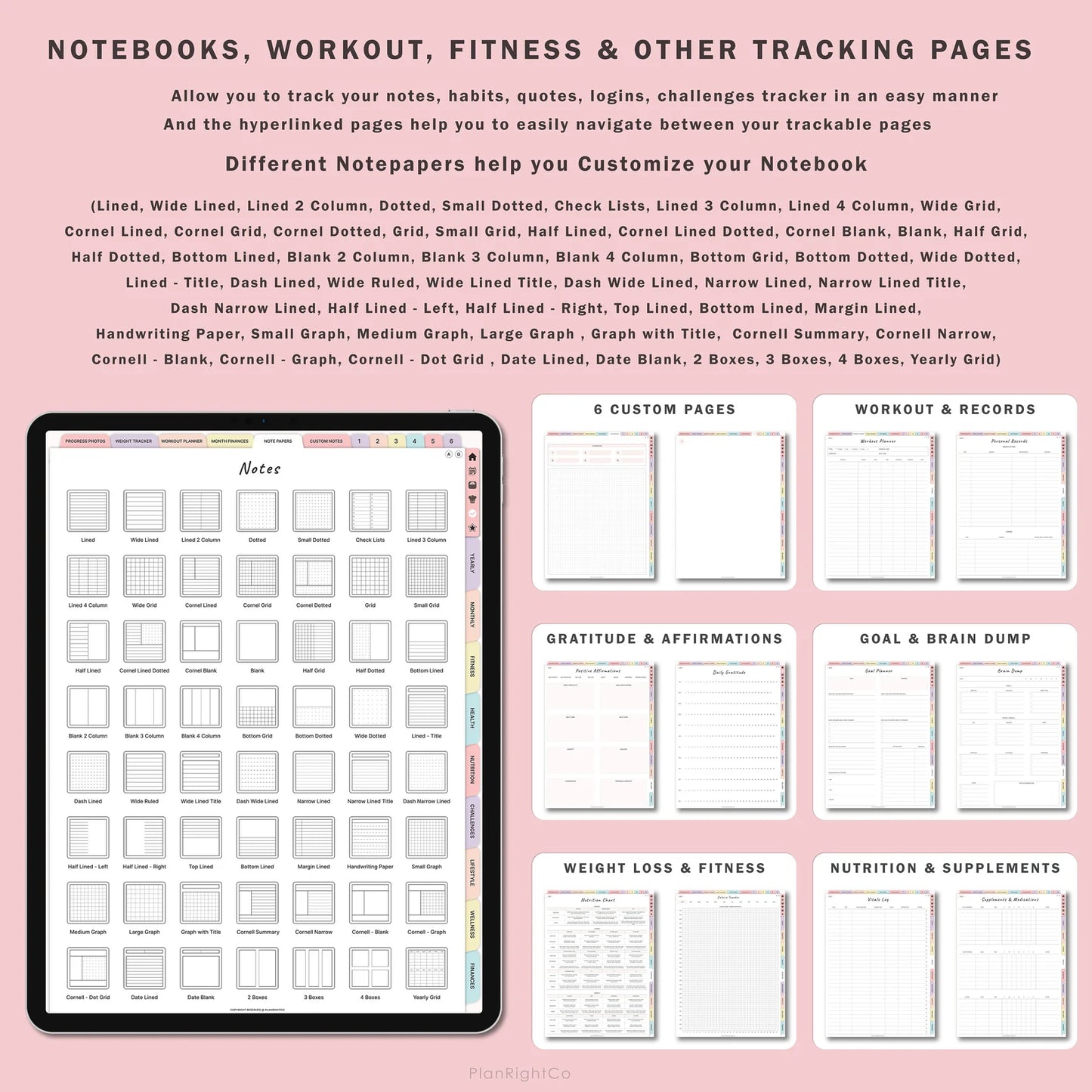 Digital Workout Planner & Glow-Up Fitness Journal (Undated) – Meal, Wellness & Self-Care Tracker for iPad & Android