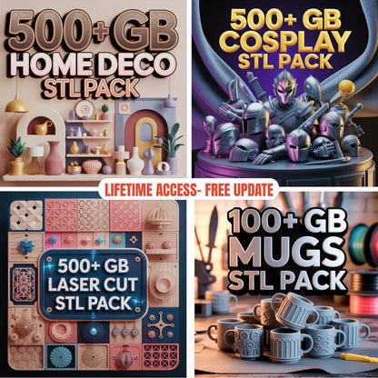 Complete 3D Print STL Files Mega Bundle (100,000+ Models, 57+ Categories) with Lifetime Access