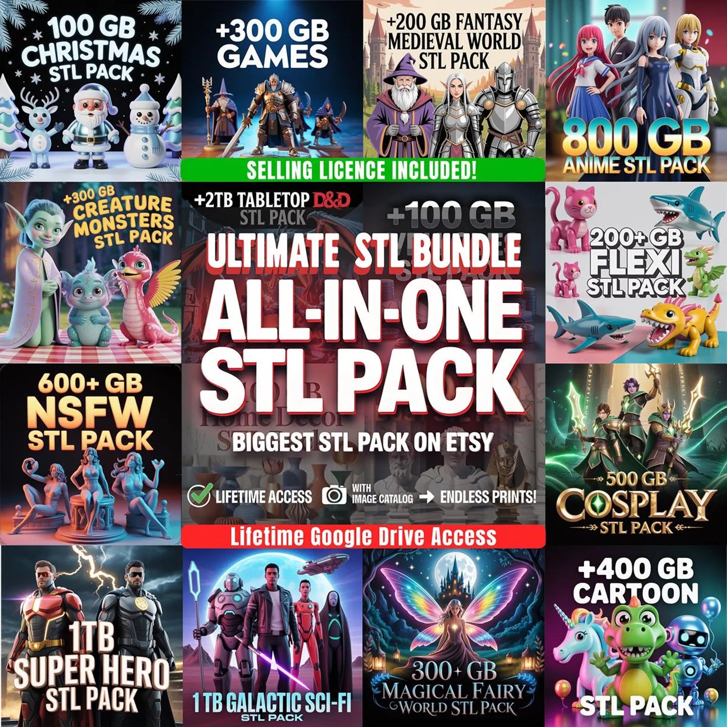 Ultimate 3D Print STL Bundle — 250,000+ Ready-to-Print Designs with Lifetime Access