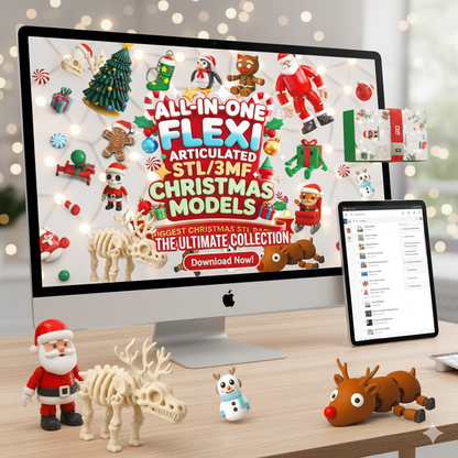 Christmas 3D Print Files Mega Bundle – 1000+ Festive STL/3MF Models | Ornaments, Flexi Toys & Holiday Decorations (Digital Download)