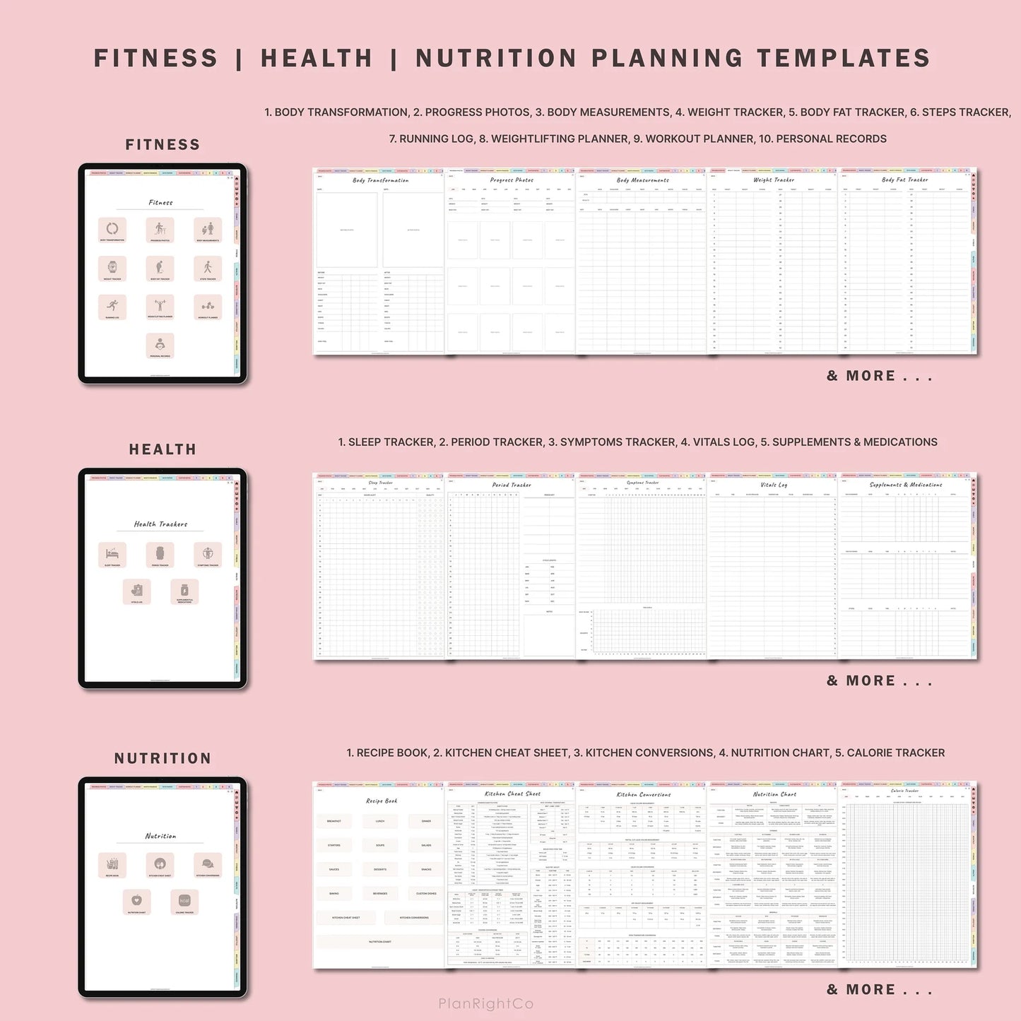 Digital Workout Planner & Glow-Up Fitness Journal (Undated) – Meal, Wellness & Self-Care Tracker for iPad & Android
